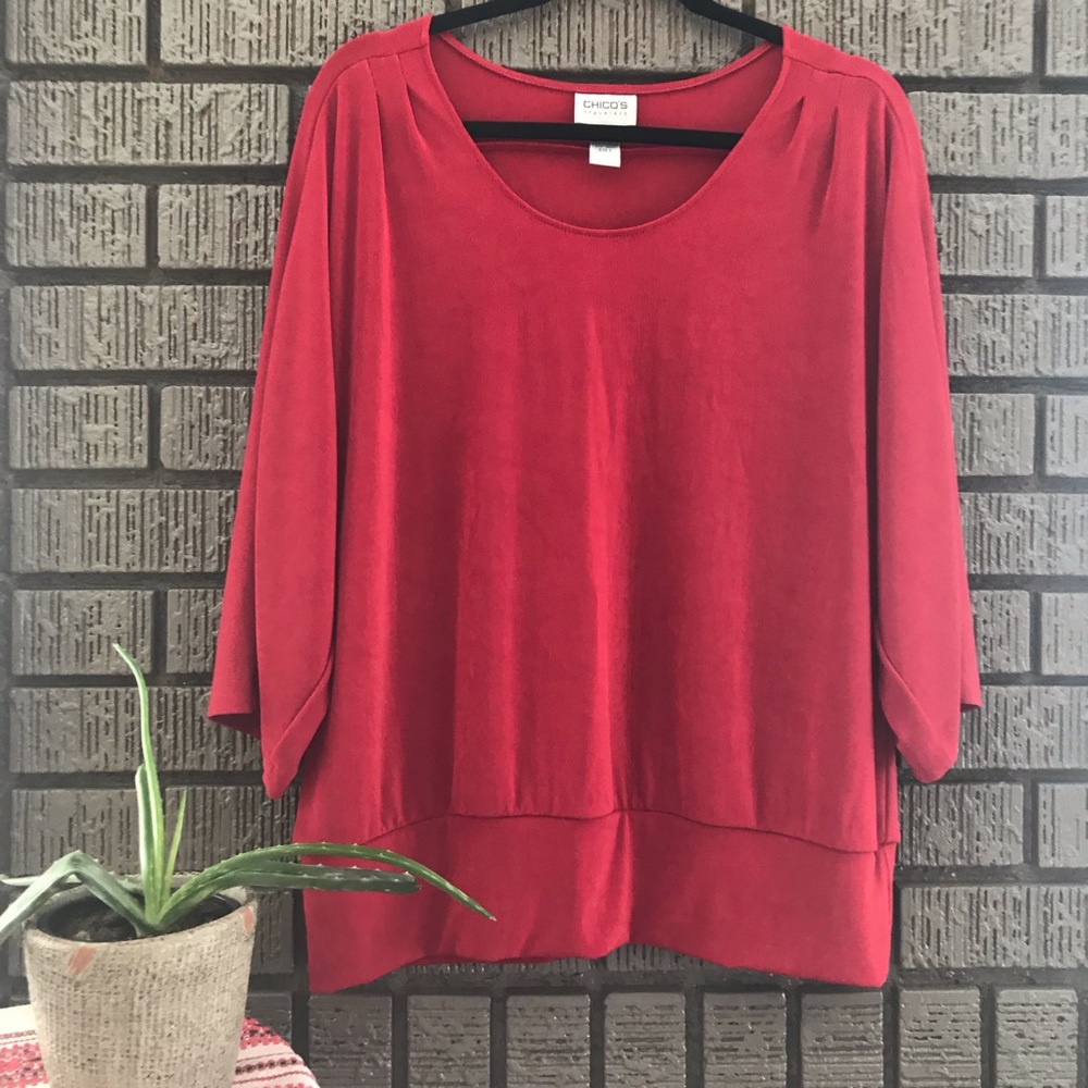Chico’s Travelers • Red 3/4 Dolman Sleeve Top 2